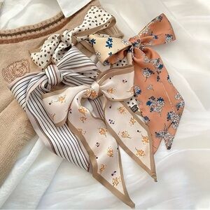 4 Pieces‎ Satin Style Elegant Printed Twillies